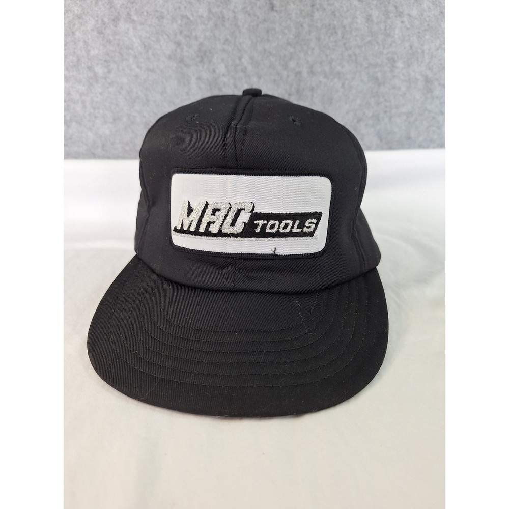 Vintage Mac Tools Trucker Hat Black Snapback Paramount Cap Mfg Co USA Made Patch